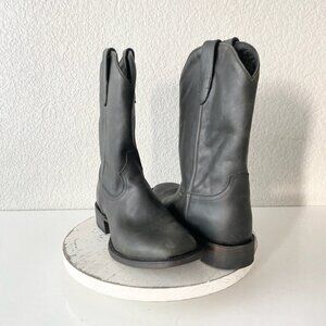 Lane Mens Black Cowboy Boots 9 D Genuine Leather Western Casual Square Toe